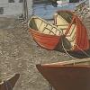 Orange Dories, Beacon Marine, Gloucester
Watercolor, 6" x 4" 
